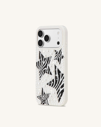 Zebra スター Pearl スマホケース - ホワイト