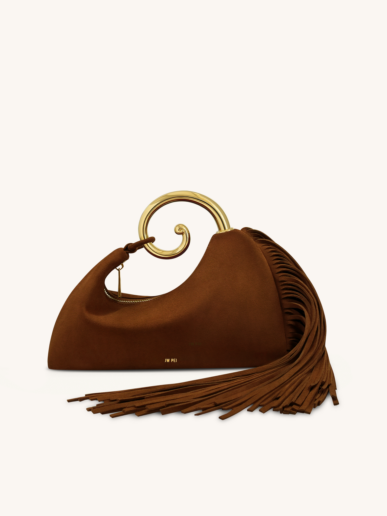 Nell フリンジ金具 トップハンドルバッグ - モカブラウン