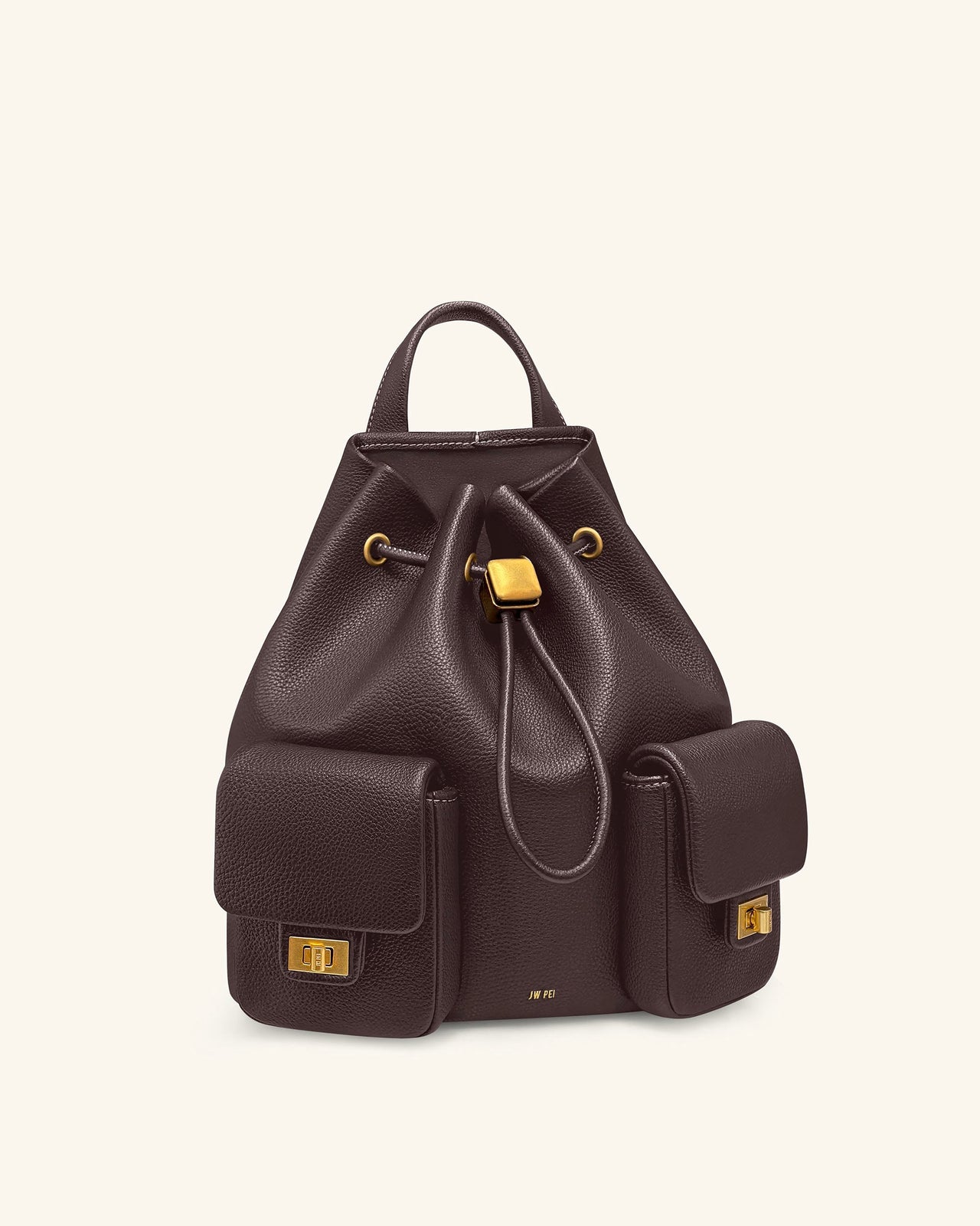 Avery ペブルド ドローストリング ユーティリティバックパック – ダークブラウン