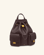 Avery ペブルド ドローストリング ユーティリティバックパック – ダークブラウン