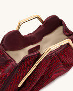 Lila 人工クリスタル メタルフレーム クラッチバッグ - レッド