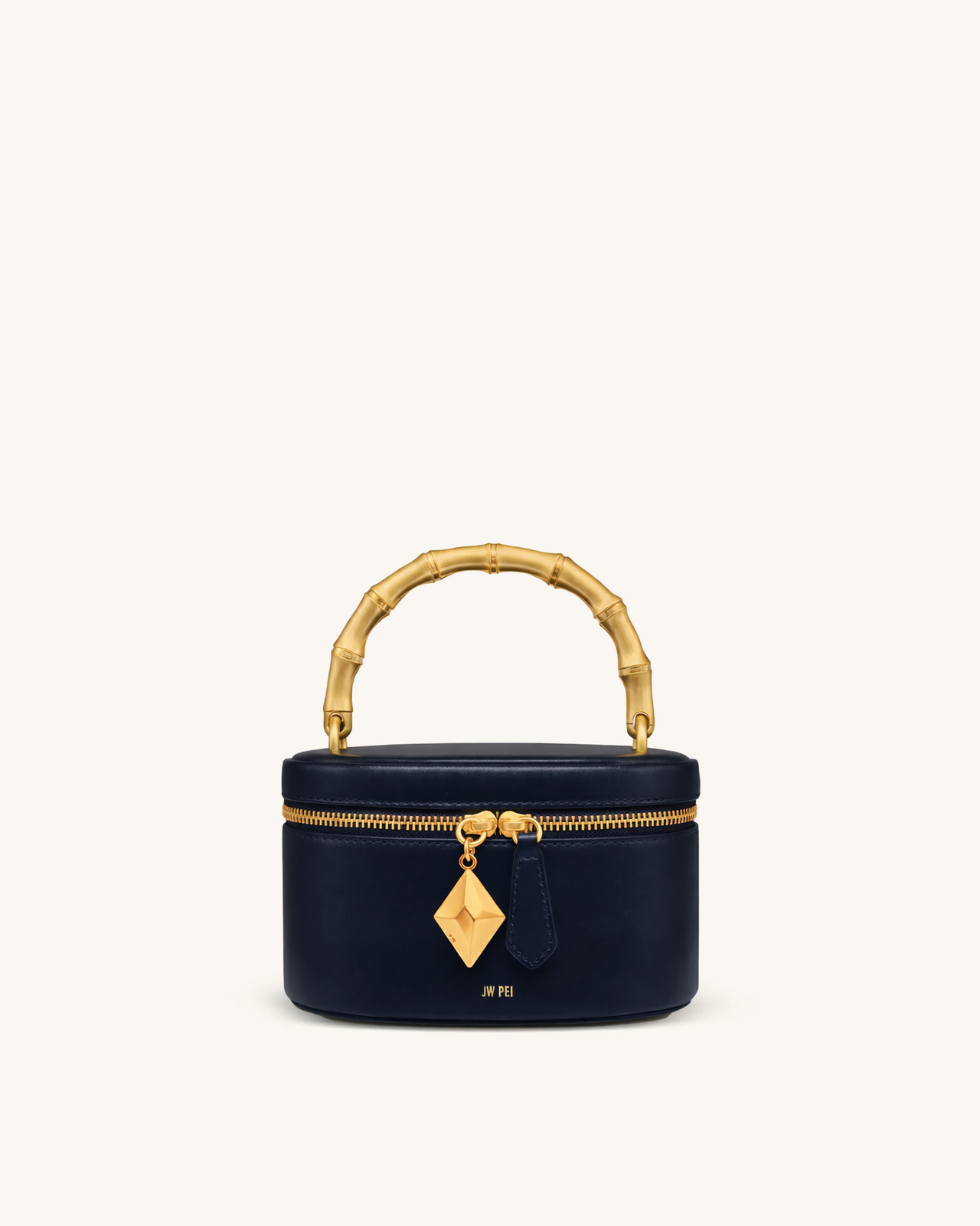 Natalie メタル ジオメトリック ペンダント ハンドルバッグ - ネイビー