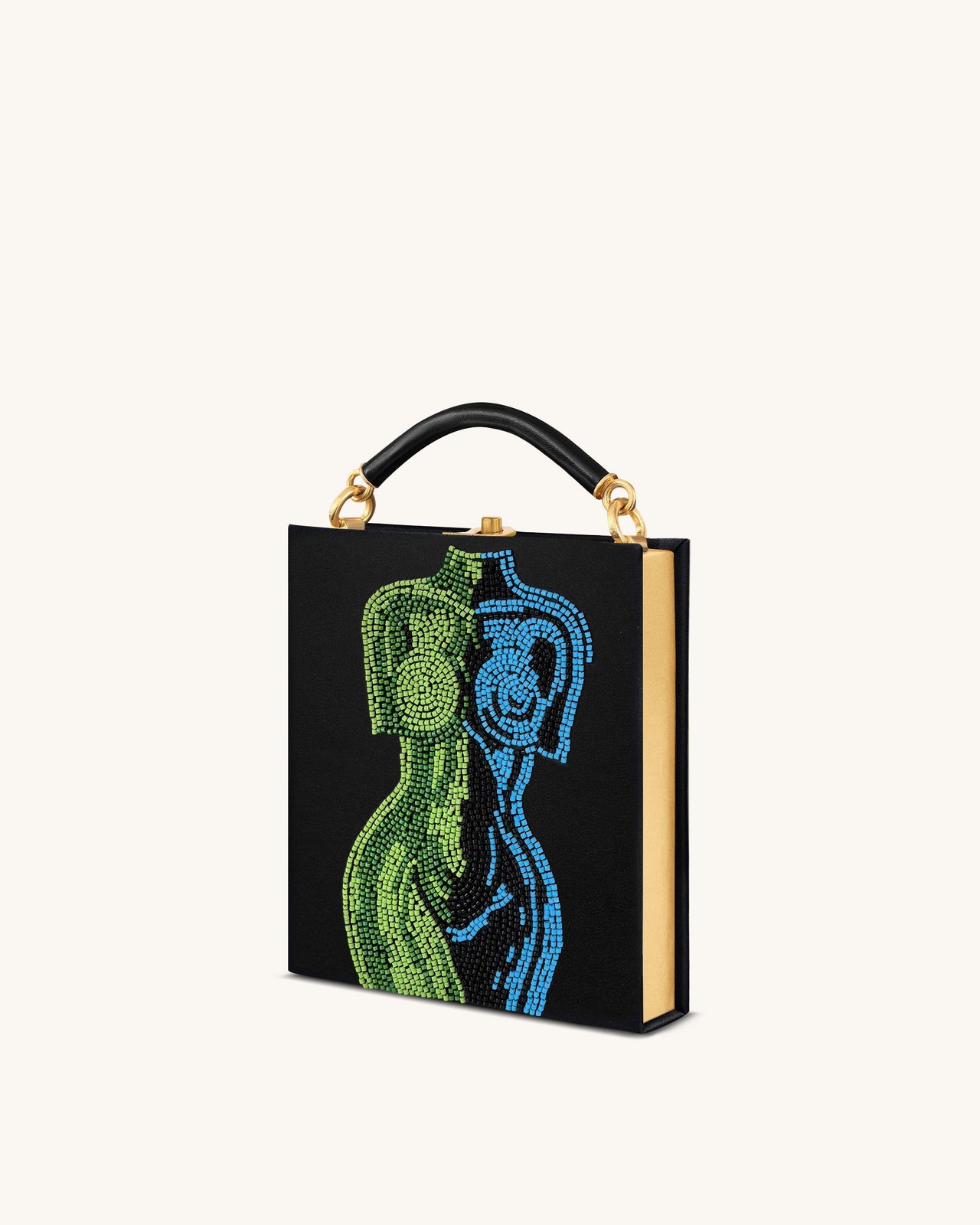 Elle カラフルビーズ ブック トップハンドルバッグ - ブラック