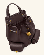 Avery ペブルド ドローストリング ユーティリティバックパック – ダークブラウン