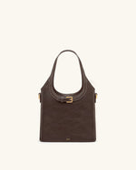 Brooke ミニ ベルト付き 装飾 トップハンドルバッグ - ダークブラウン