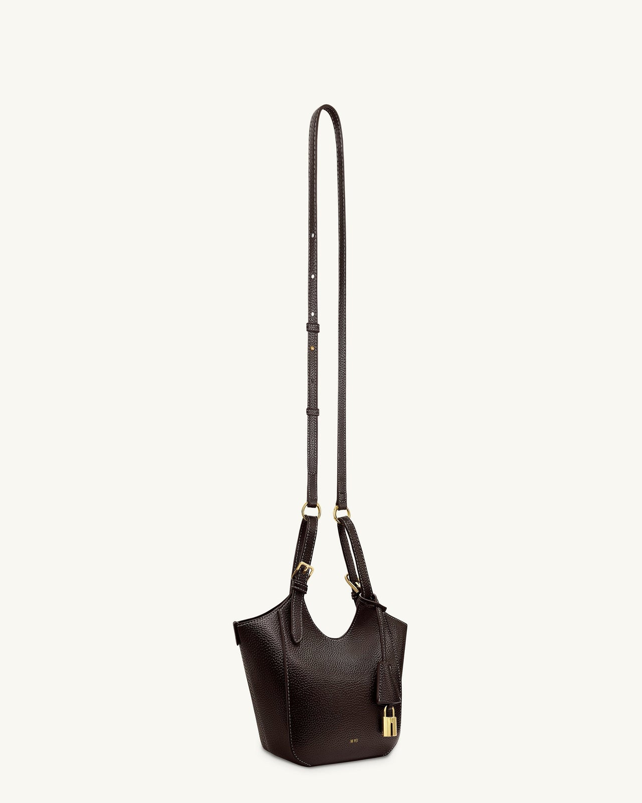 Ines パドロック トートバッグ - ダークブラウン