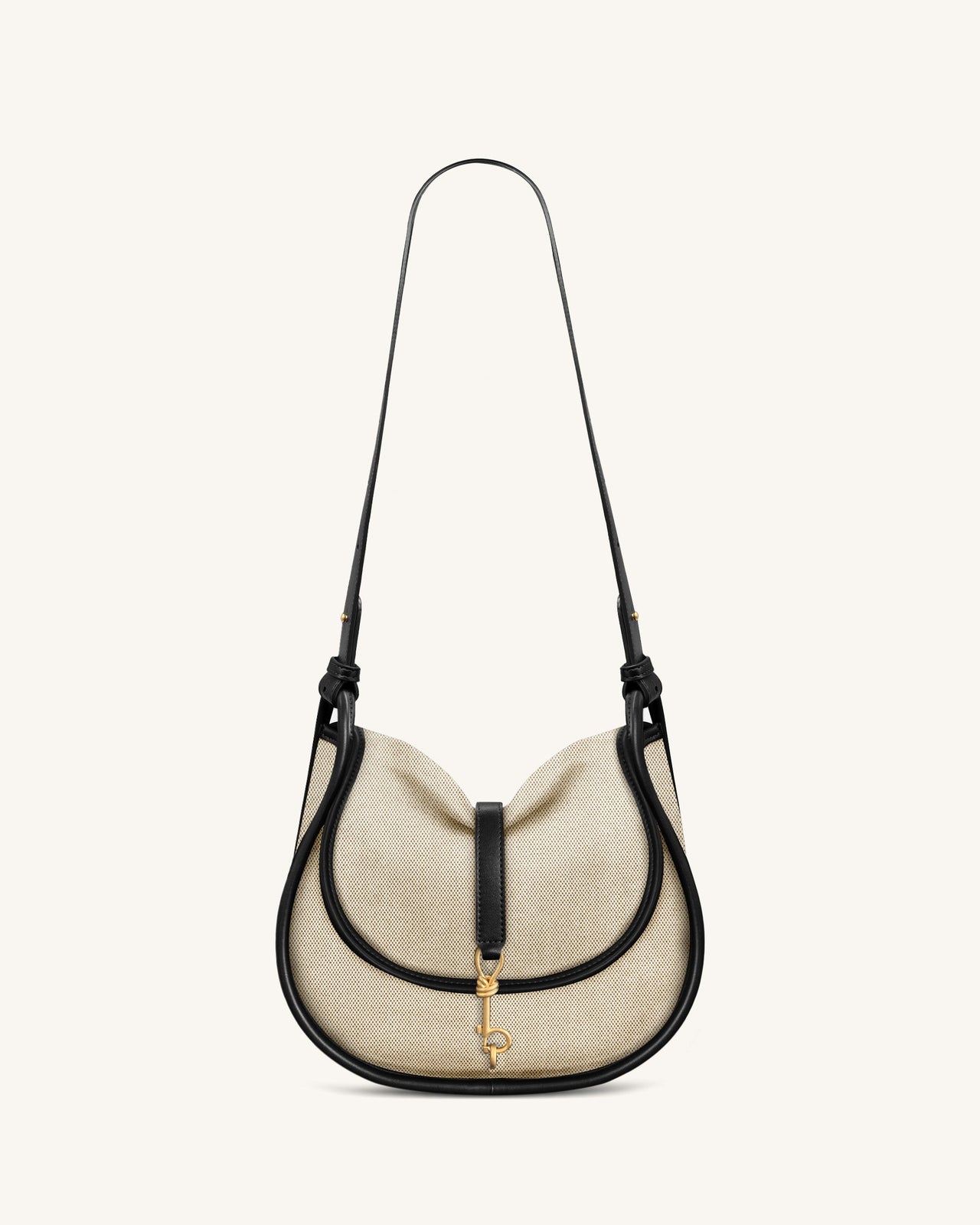 Arla スモール フェイクスエード ホーボーバッグ – ブラックキャンバス