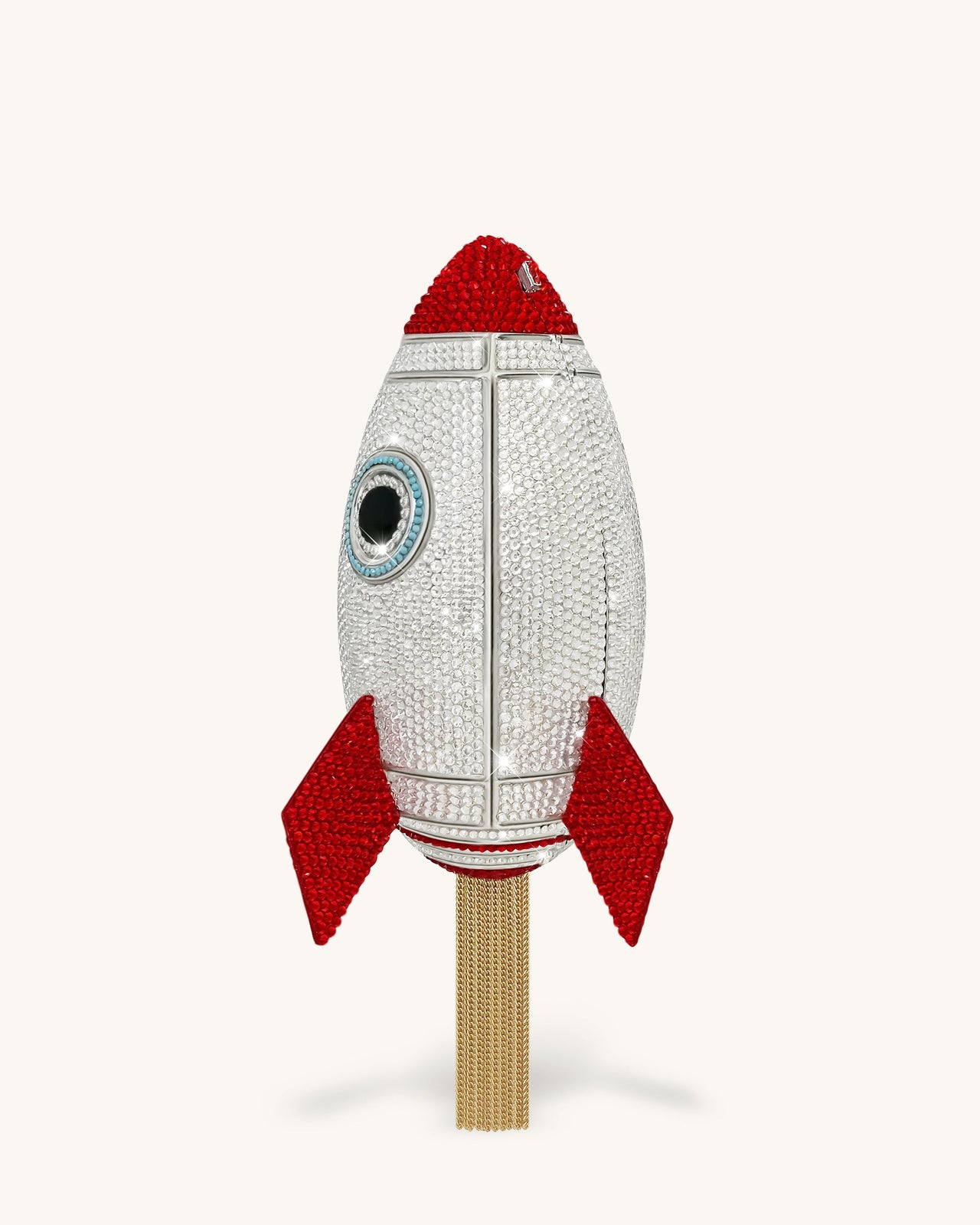ロケット型 フェイククリスタル クラッチ - シルバー