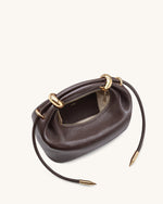 Ellie メタルリング エンベリッシュド トップハンドルバッグ - ダークブラウン