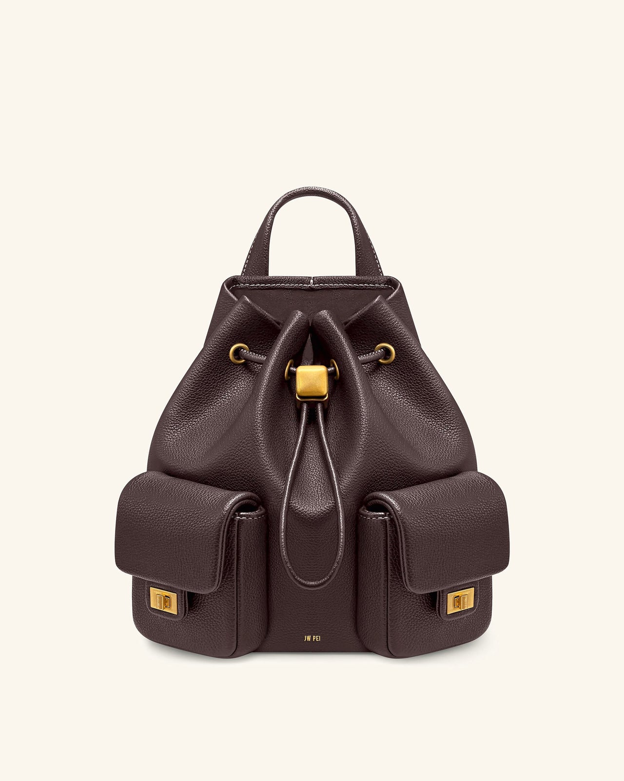 Avery ペブルド ドローストリング ユーティリティバックパック – ダークブラウン