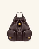 Avery ペブルド ドローストリング ユーティリティバックパック – ダークブラウン