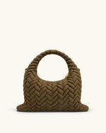 Cora フェイクスエード キルティングハンドルバッグ - オリーブグリーン