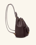 Avery ペブルド ドローストリング ユーティリティバックパック – ダークブラウン