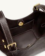 Ines パドロック トートバッグ - ダークブラウン