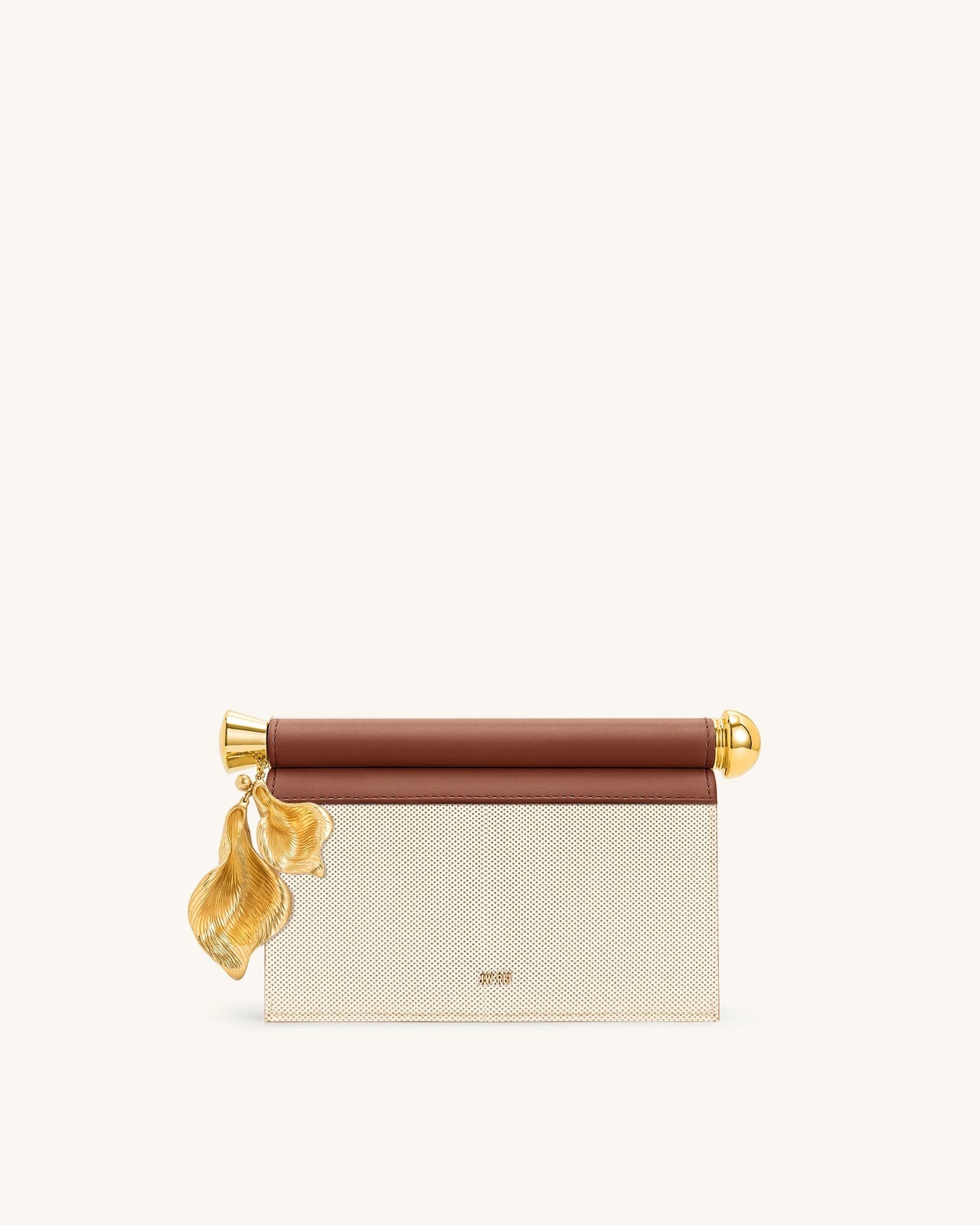 Holly メタルペンダント装飾 クラッチバッグ - ブラウンキャンバス