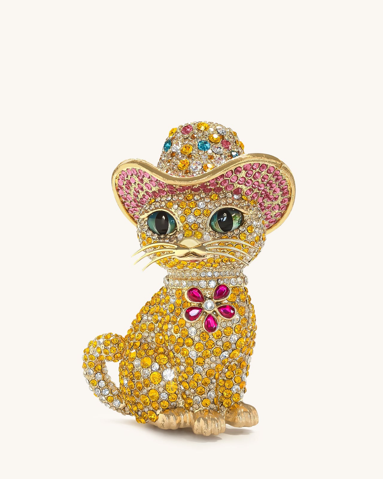 ゴージャスキャットクラッチ - マルチカラーゴールド