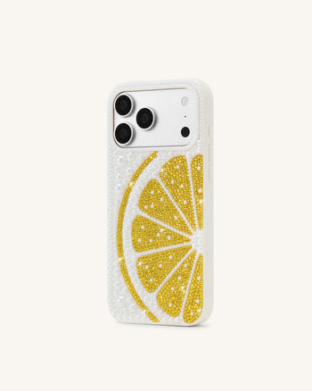 レモンスライス フェイクパール スマホケース - ホワイト