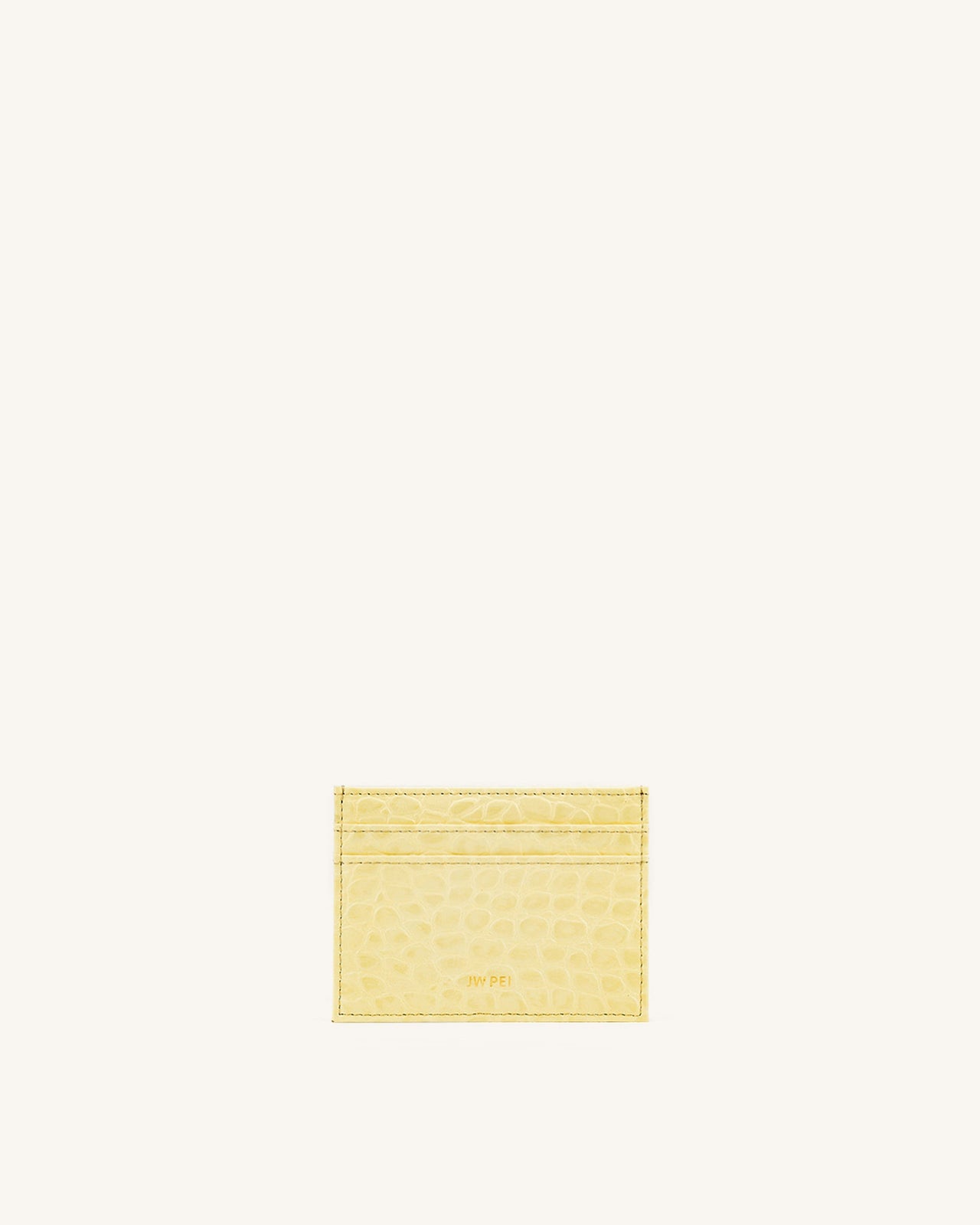 カードホルダー - 薄黄色 クロコ型押し