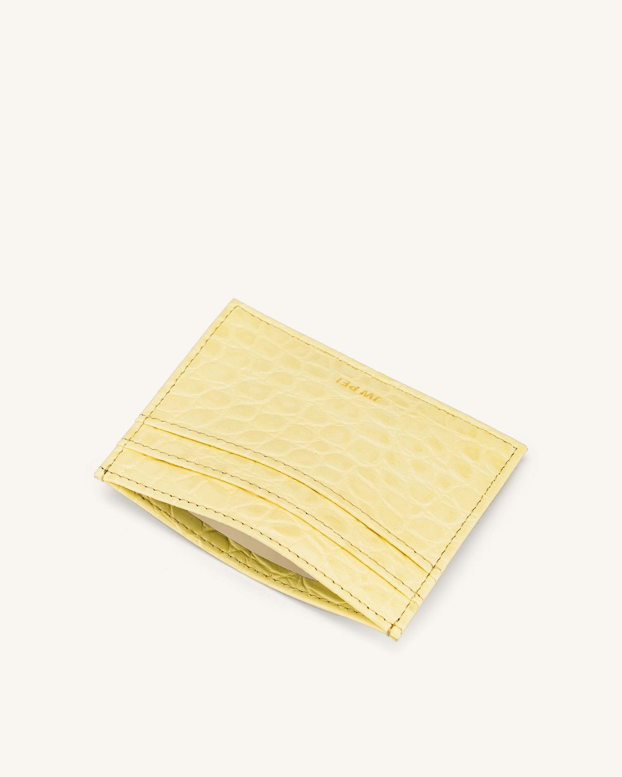 カードホルダー - 薄黄色 クロコ型押し