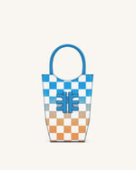 FEI グラデーション 碁盤 携帯電話バッグ-レイクブルー & オレンジ