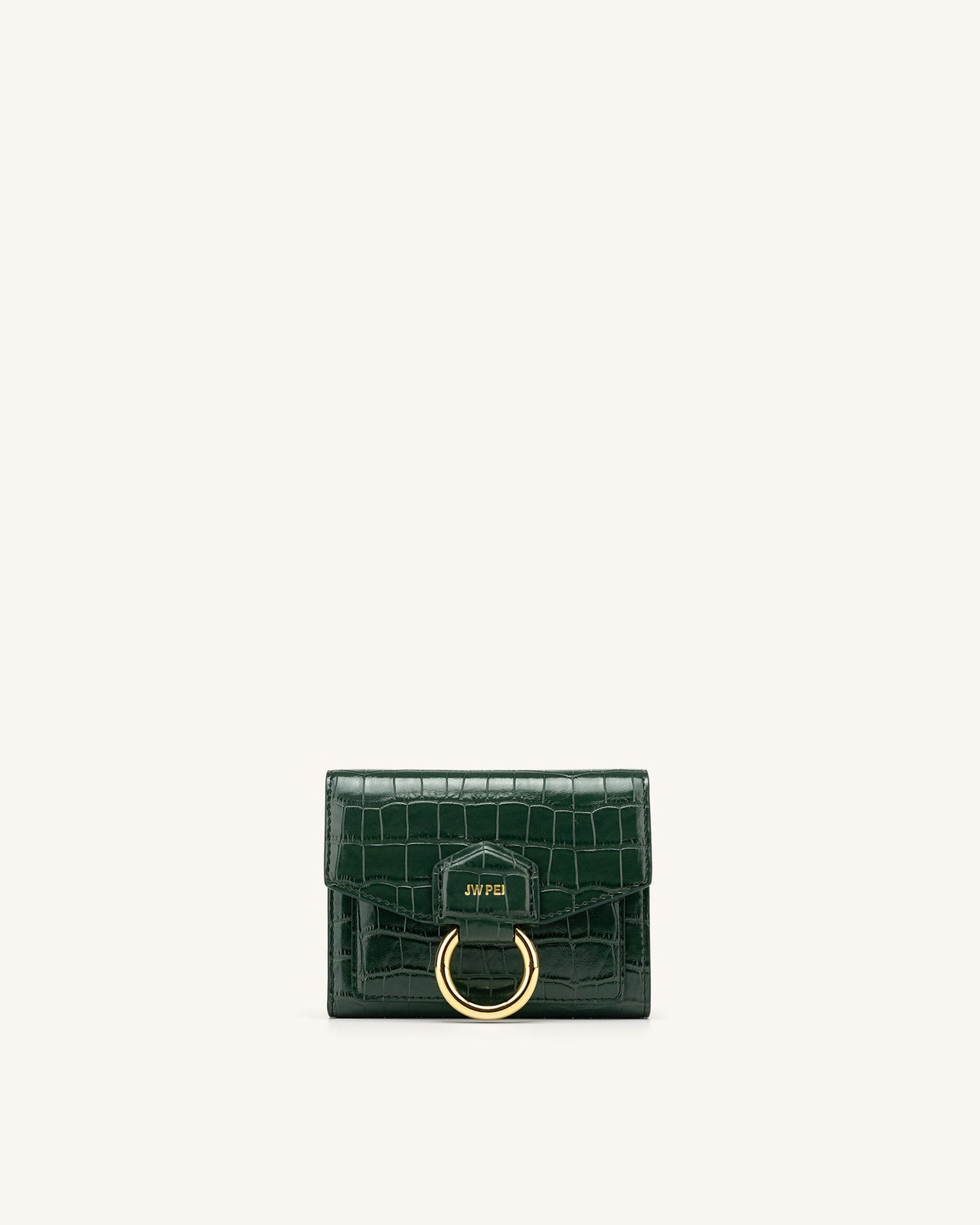 Stella 財布 - 濃い緑 クロコ型押し