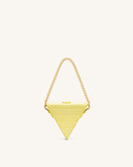 三角形ミニボックスバッグ-薄黄色 クロコ型押し