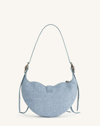 Tessa デニムエンボスショルダーバッグ‐デニムブルー