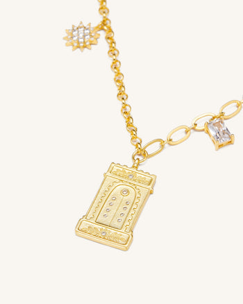 半円形アーチペンダントネックレス - 18金メッキ & ホワイトジルコン