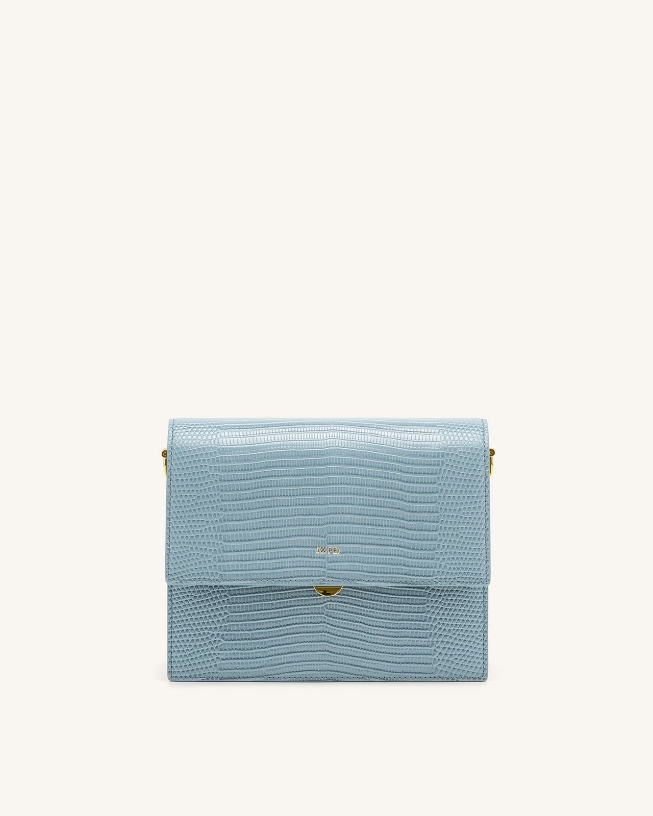 Mini Flap ミニショルダーバッグ -アイスブルー トカゲ型押し
