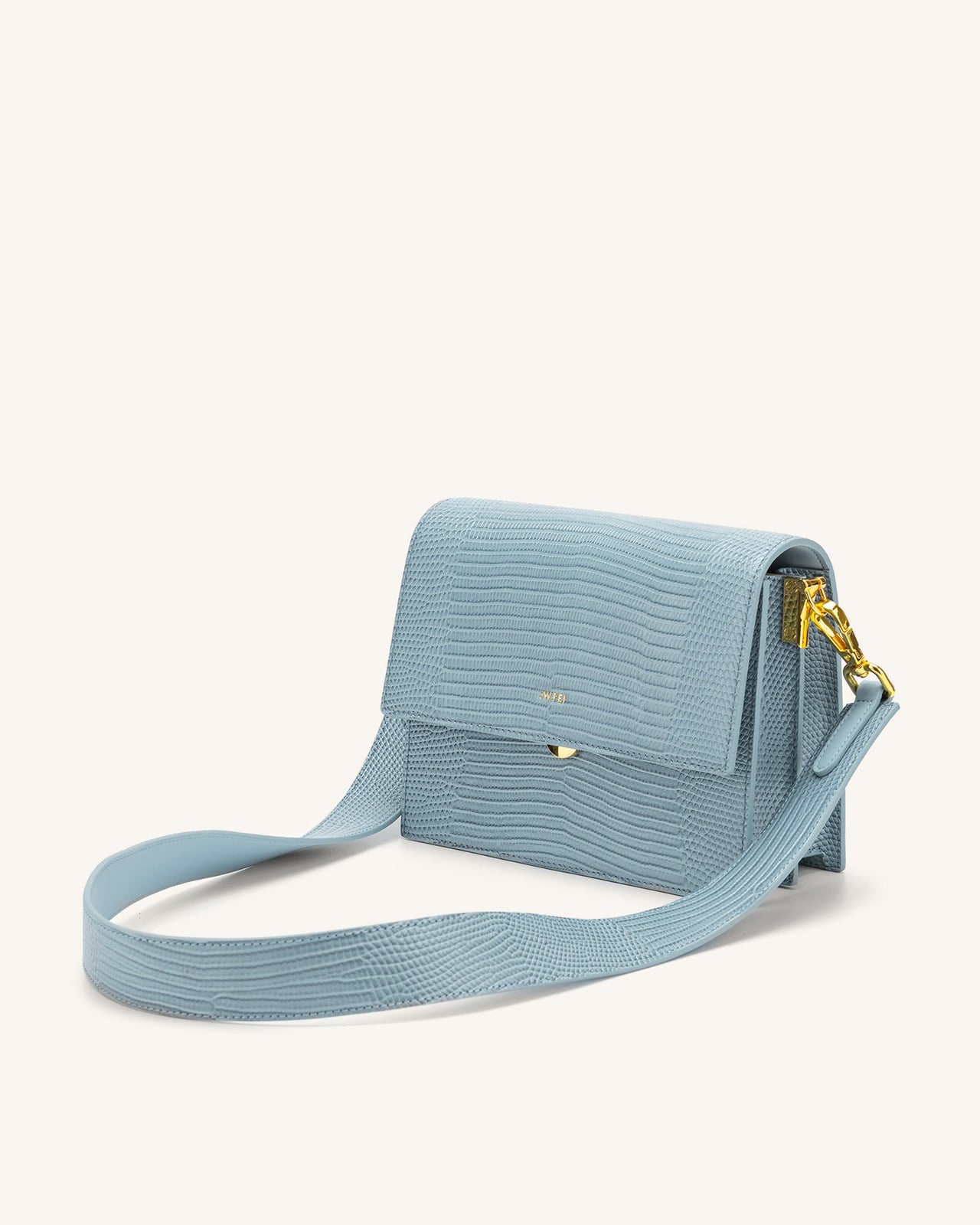 Mini Flap ミニショルダーバッグ -アイスブルー トカゲ型押し