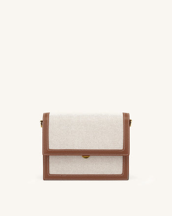 Mini Flap ミニショルダーバッグ- ベージュ キャンバス