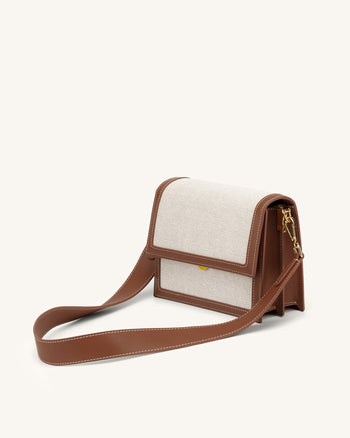 Mini Flap ミニショルダーバッグ- ベージュ キャンバス