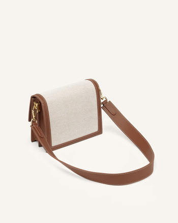 Mini Flap ミニショルダーバッグ- ベージュ キャンバス